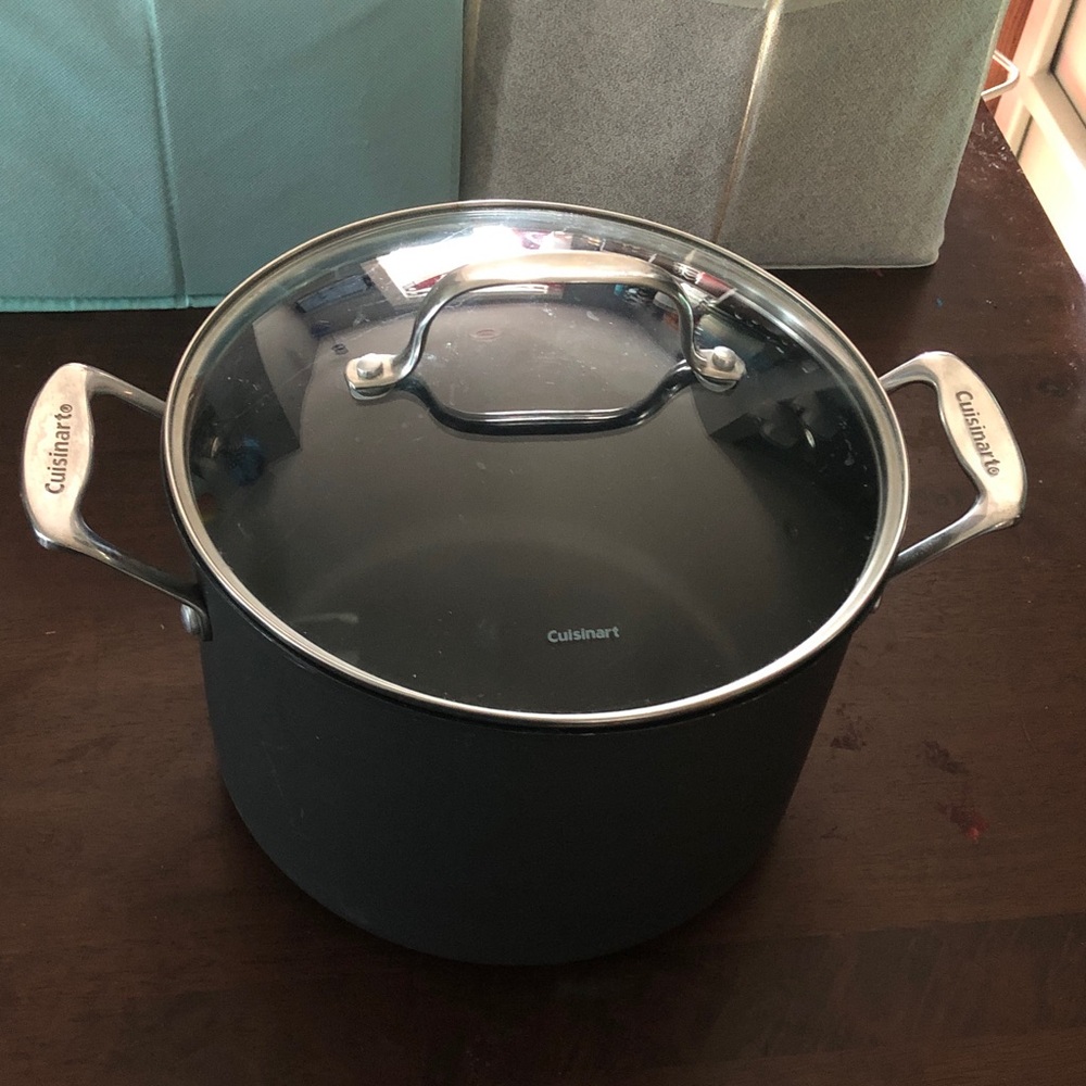 💓 Cuisinart Dark Gray Nonstick Stock Pot with Glass Lid ❣️Ship Alone❣️